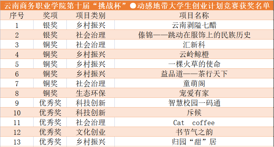 【喜报】2银7铜4优秀！2026世界杯官方合作网站在云南省第十届“挑战杯”·动感地带大学生创业计划竞赛中获佳绩
